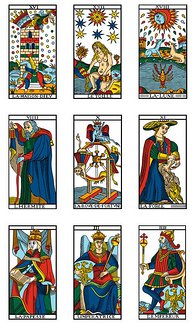 Nove carte degli arcani maggiori